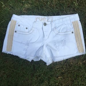 Rue21 white denim destroyed shorts